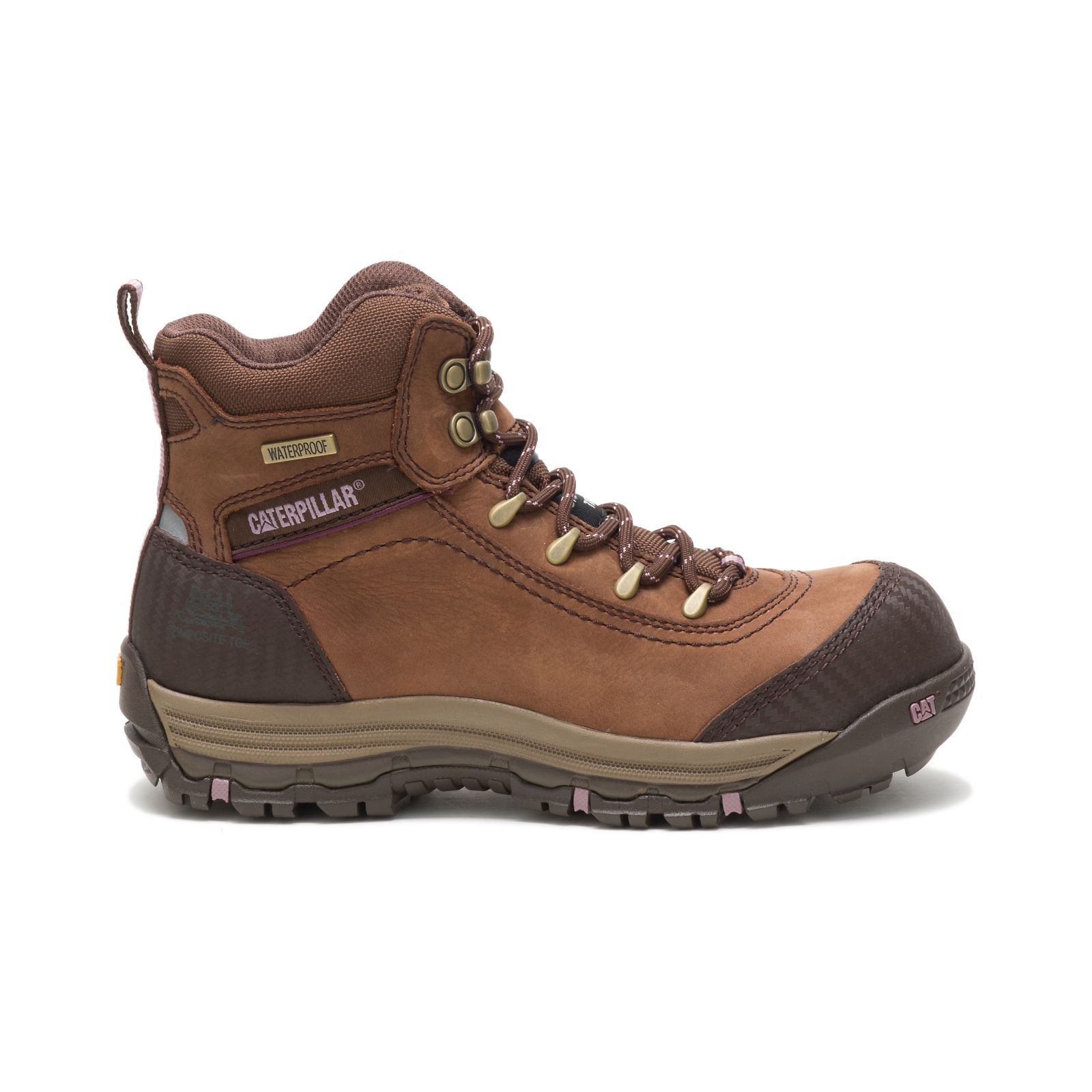 Caterpillar Women's Ally Waterproof Composite Toe Work Boots Brown CAT-98042